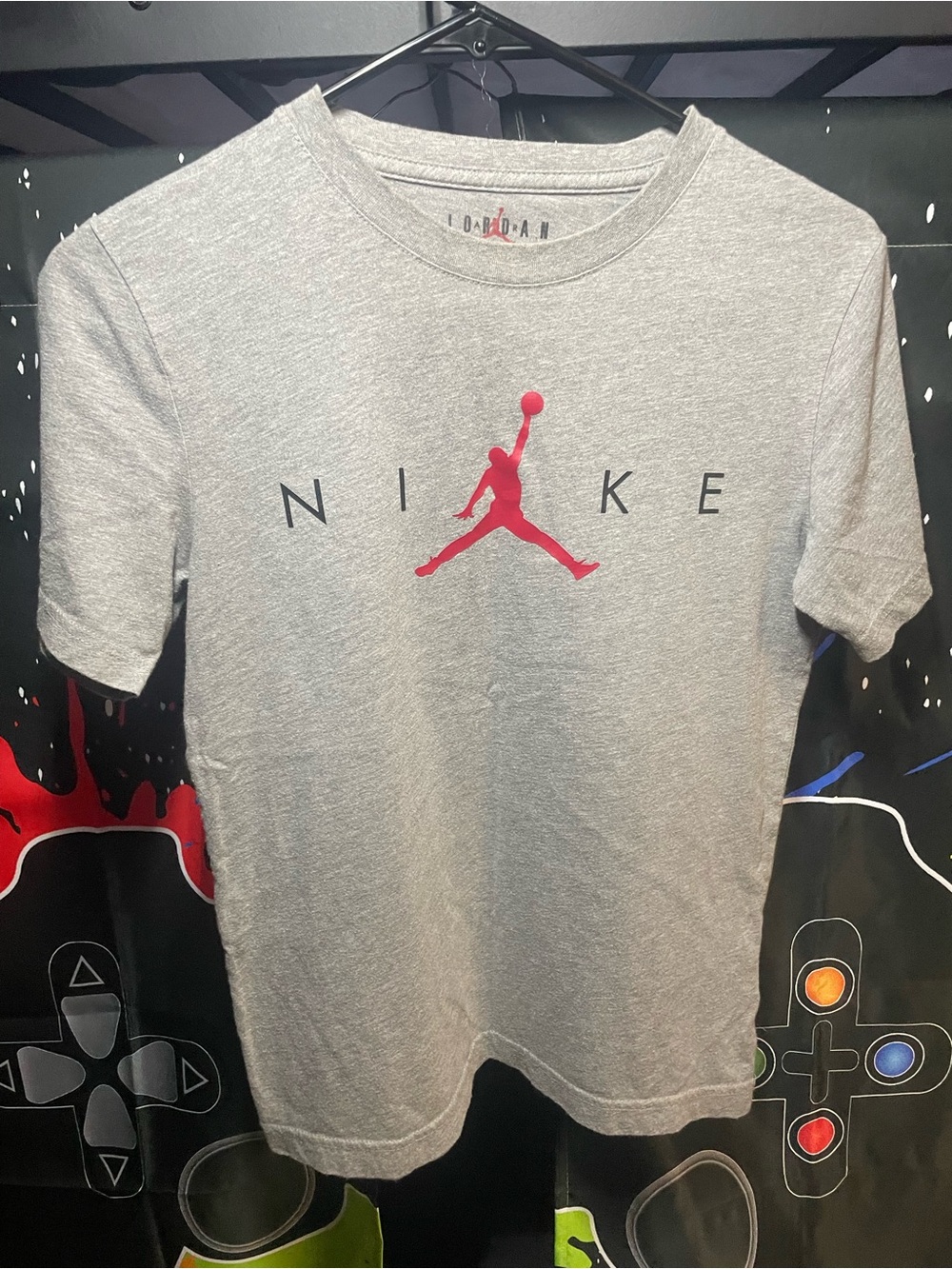 Nike Grey Tee with Red Jumpman Logo